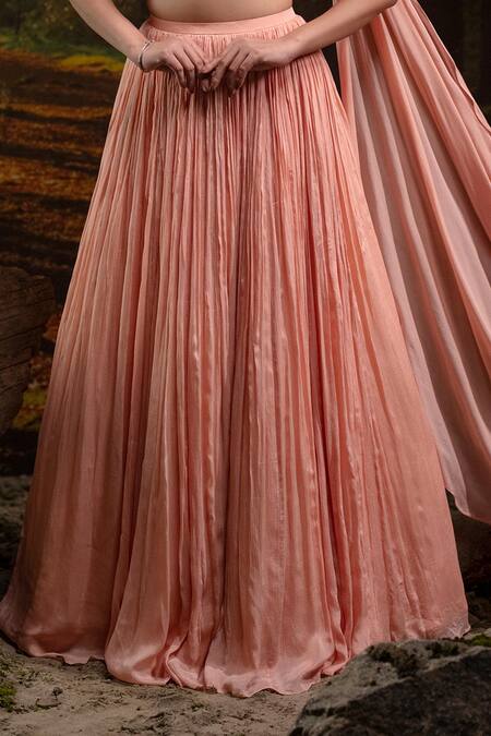 Harshita Jain_Peach Chinon, Chiffon Embroidery, Beads 3d Floral Lehenga With Blouse _at_Aza_Fashions