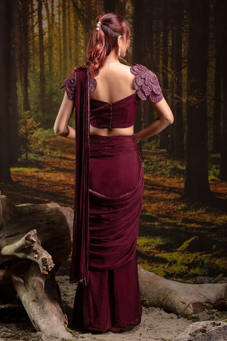 Harshita Jain Pleated Pre-Draped Saree With 3D Embroidered Blouse 