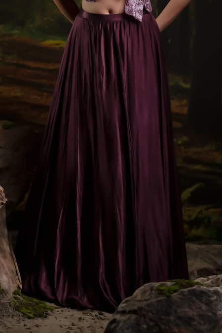 Harshita Jain_Purple Embroidery, Beads Off-shoulder 3d Floral Hand Blouse With Lehenga _Online_at_Aza_Fashions