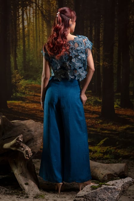 Harshita Jain 3D Floral Embroidered Jacket Pant Set 