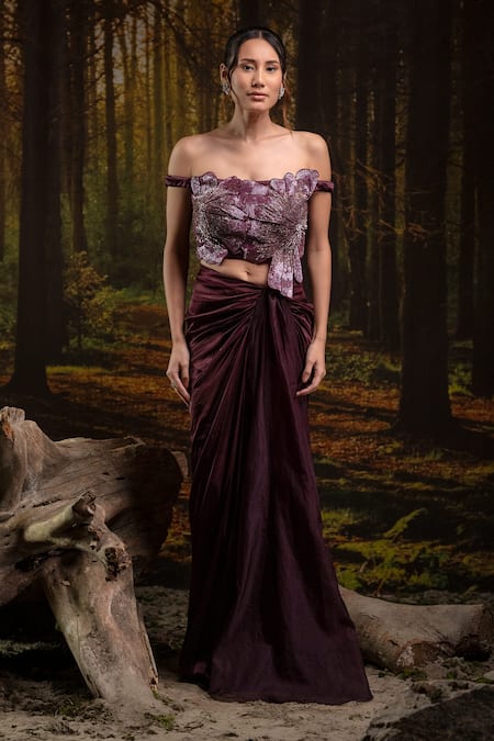 Harshita Jain 3D Hand Embroidered Blouse With Draped Skirt 