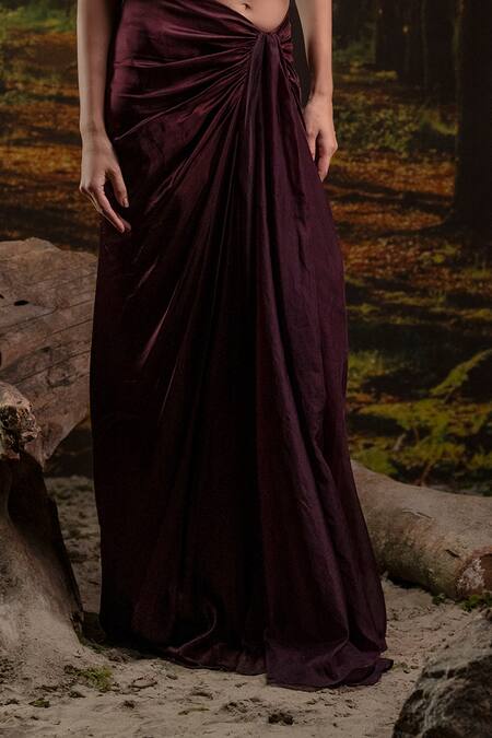 Harshita Jain_Purple Organza, Gingham Embroidery, Beads Square Floral Hand Bustier With Skirt _Online_at_Aza_Fashions