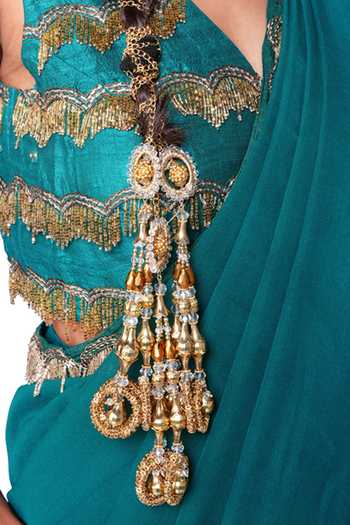 Vaidaan_Gold Iraaya Embellished Parandi _Online_at_Aza_Fashions