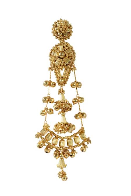 Shop_Vaidaan_Gold Plated Aayana Embellished Hair Accessory  _at_Aza_Fashions