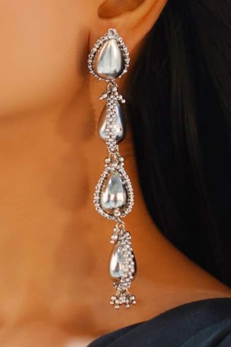 Vaidaan Silver Plated Stones Shaan Embellished Earrings 