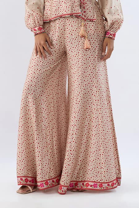 Shop Label Niti Bothra Beige Tencel, Silk Beads, Sequins, Embroidery Floral Pattern Shirt With Sharara Online at Aza Fashions Shop_Label Niti Bothra_Beige Tencel, Silk Beads, Sequins, Embroidery Floral Pattern Shirt With Sharara _Online_at_Aza_Fashions