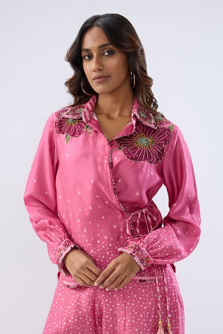 Buy Label Niti Bothra Pink Silk, Tencel Beads, Sequins, Embroidery Floral Pattern Shirt With Sharara Online at Aza Fashions Buy_Label Niti Bothra_Pink Silk, Tencel Beads, Sequins, Embroidery Floral Pattern Shirt With Sharara _Online_at_Aza_Fashions
