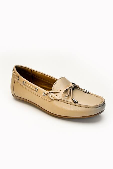 Buy_Heel Your Sole_Beige Christie Leather Loafers _Online_at_Aza_Fashions