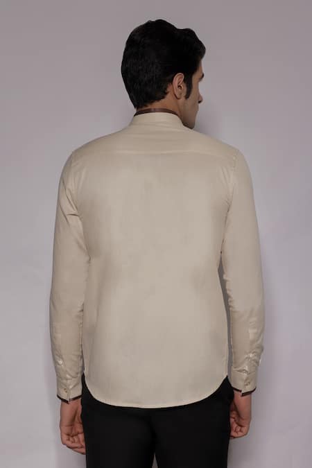 Lacquer Embassy Marwood Crest Zari Placement Embroidered Shirt 