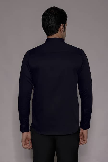 Lacquer Embassy Bramcote Zari Floral Placement Embroidered Shirt 