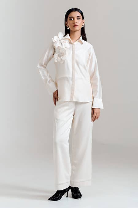 Notsosure 3D Floral Embellished Shirt & Pant Set 