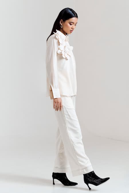 Notsosure 3D Floral Embellished Shirt & Pant Set 