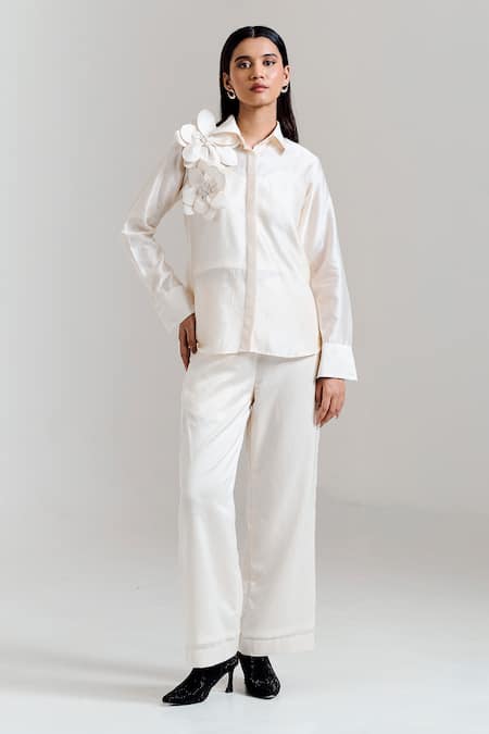 Notsosure 3D Flower Embellished Shirt 