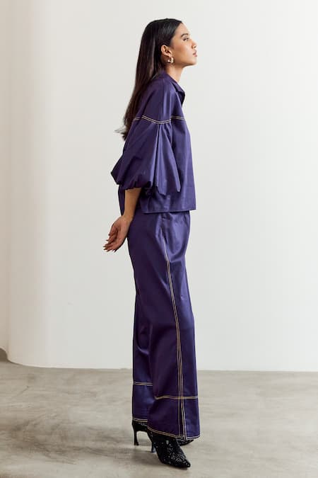 Notsosure Placement Embroidered Shirt With Pant 