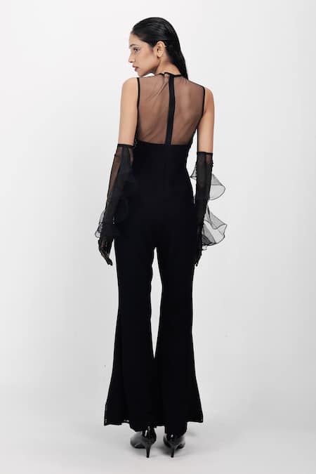 Siddhant Agrawal Ashen Blossom Applique Jumpsuit 