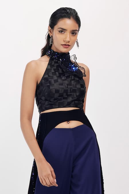 Siddhant Agrawal Sapphire Wilt Embroidered Top 