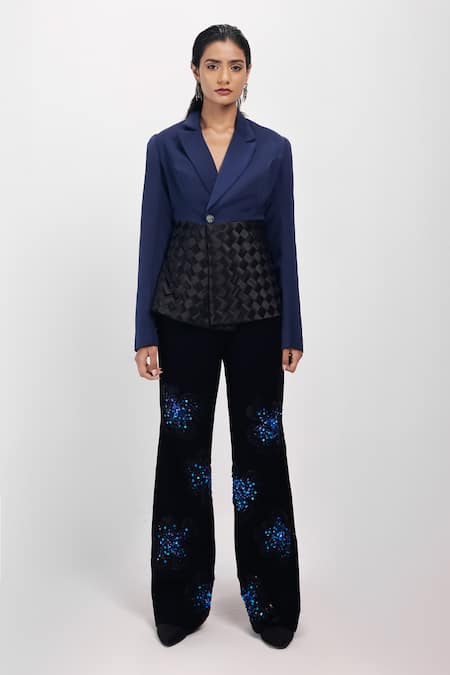 Siddhant Agrawal Sapphire Wilt Embellished Trouser 