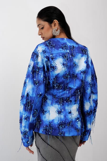 Buy Siddhant Agrawal Blue Beads, Sequins, Embroidery Coral Fade Blazer Online at Aza Fashions Buy_Siddhant Agrawal_Blue Beads, Sequins, Embroidery Coral Fade Blazer _Online_at_Aza_Fashions