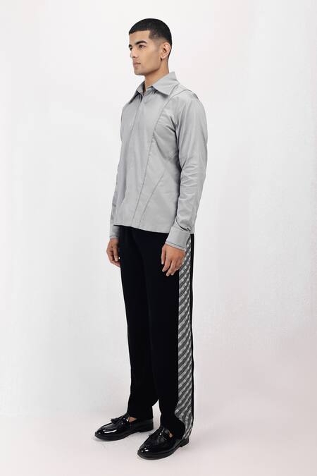 Siddhant Agrawal Gray Silver Dusk Shirt at Aza Fashions Siddhant Agrawal_Gray Silver Dusk Shirt _at_Aza_Fashions