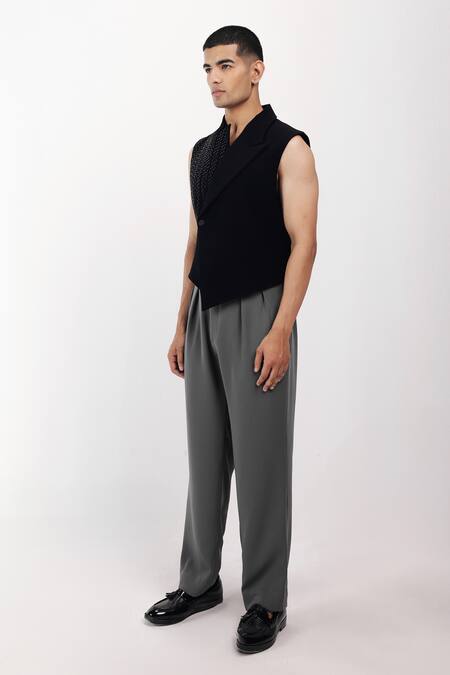 Siddhant Agrawal_Gray Ethereal Root Trouser _Online_at_Aza_Fashions