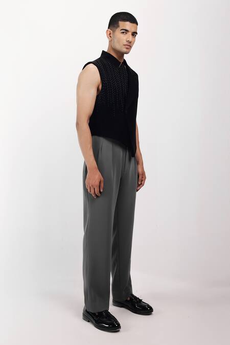 Buy_Siddhant Agrawal_Gray Ethereal Root Trouser _Online_at_Aza_Fashions
