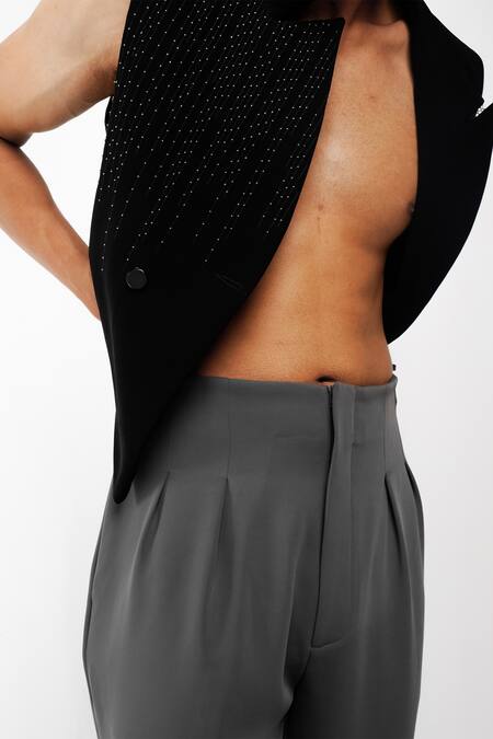 Shop_Siddhant Agrawal_Gray Ethereal Root Trouser _Online_at_Aza_Fashions