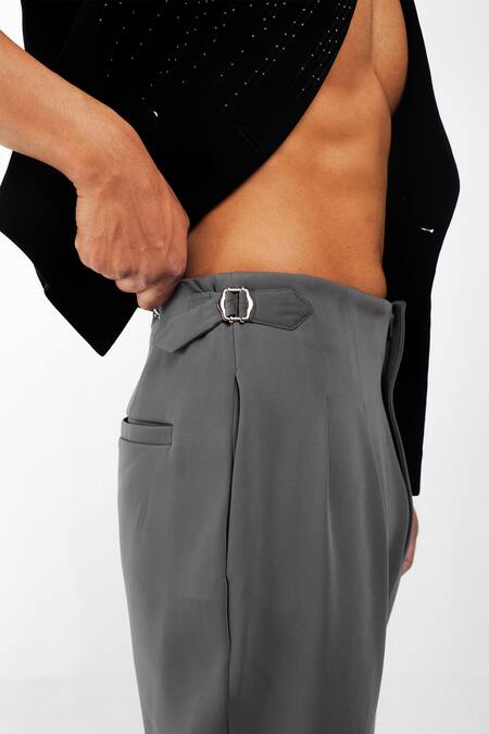 Siddhant Agrawal_Gray Ethereal Root Trouser _at_Aza_Fashions