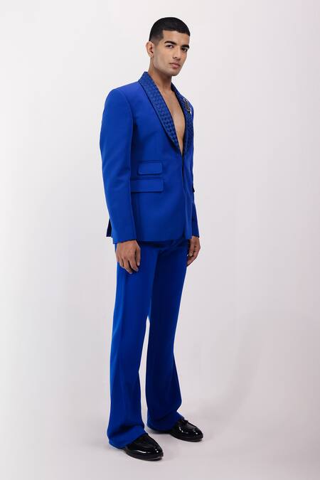 Buy_Siddhant Agrawal_Blue Crepe Celestial Drift Trouser _Online_at_Aza_Fashions