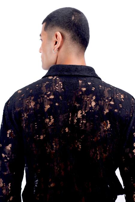 Shop_Siddhant Agrawal_Black Cotton, Silk Eteranal Trace Shirt _Online_at_Aza_Fashions