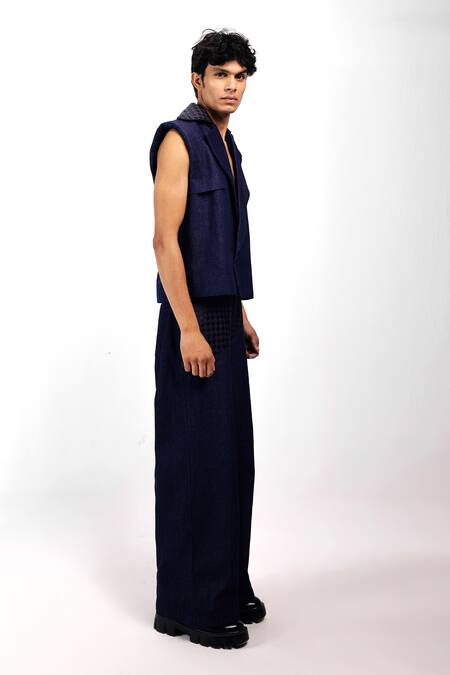 Siddhant Agrawal_Blue Indigo Drift Trouser _Online_at_Aza_Fashions