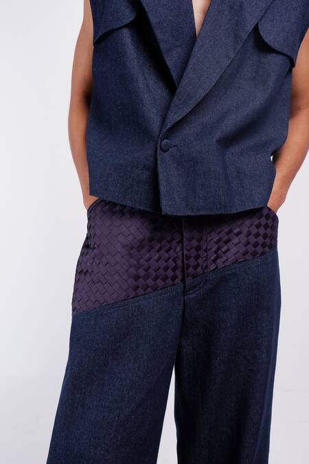 Siddhant Agrawal_Blue Indigo Drift Trouser _at_Aza_Fashions