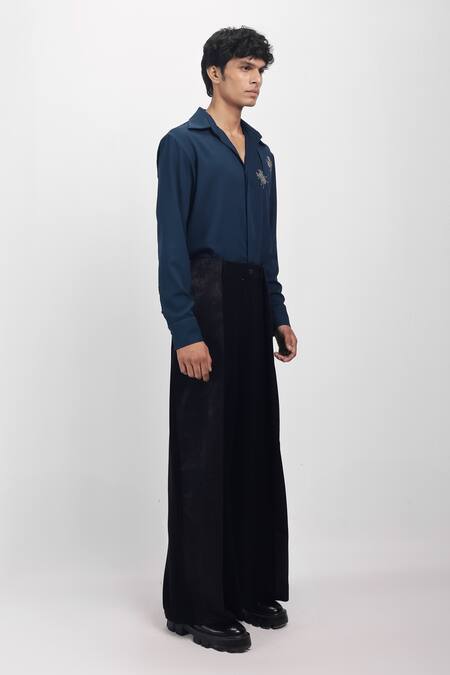 Siddhant Agrawal_Blue Embroidery Scarabloom Shirt _at_Aza_Fashions