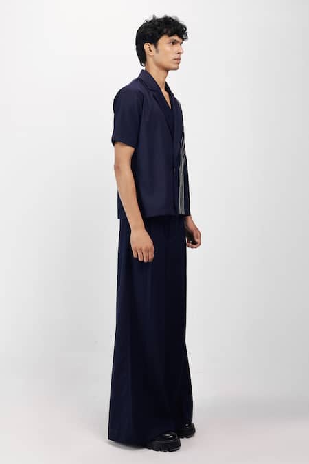 Shop_Siddhant Agrawal_Navy Cobalt Root Trouser _Online_at_Aza_Fashions