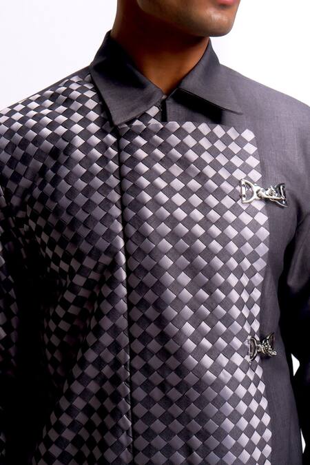 Buy_Siddhant Agrawal_Gray Greyfall Weftmire Jacket 