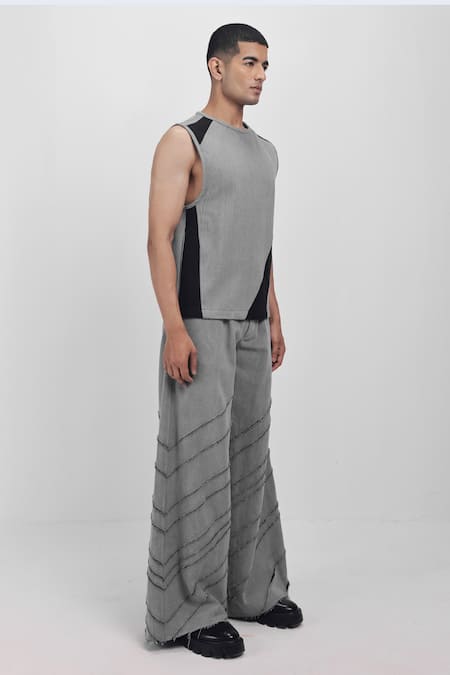 Buy Siddhant Agrawal Gray Cotton, Denim Stone Whisper Tank T-shirt Online at Aza Fashions Buy_Siddhant Agrawal_Gray Cotton, Denim Stone Whisper Tank T-shirt _Online_at_Aza_Fashions
