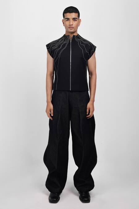Siddhant Agrawal_Black Beads, Embroidery Ashroot Vein Jacket _Online_at_Aza_Fashions