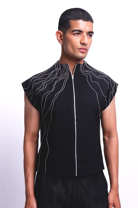 Siddhant Agrawal Black Beads, Embroidery Ashroot Vein Jacket 