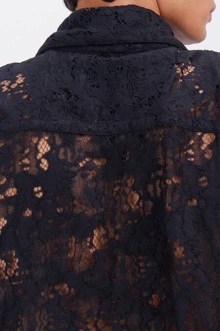 Buy_Siddhant Agrawal_Black Cotton, Silk, Velvet, Satin Vein Script Jacket _Online_at_Aza_Fashions