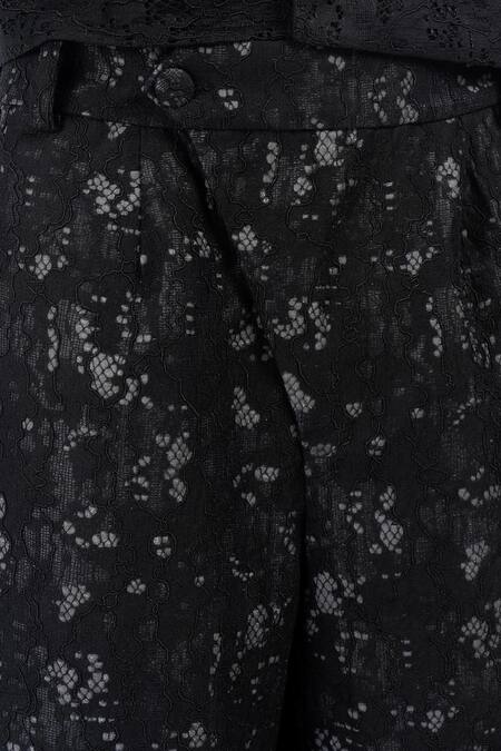 Siddhant Agrawal Black Cotton, Silk Vein Script Trouser at Aza Fashions Siddhant Agrawal_Black Cotton, Silk Vein Script Trouser _at_Aza_Fashions