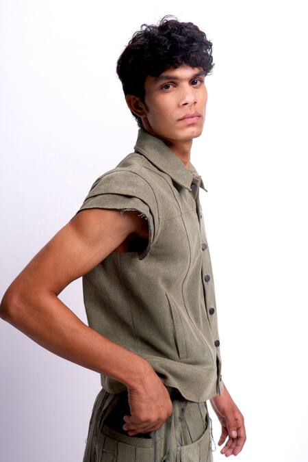 Siddhant Agrawal_Green Sage Drift Jacket _Online_at_Aza_Fashions