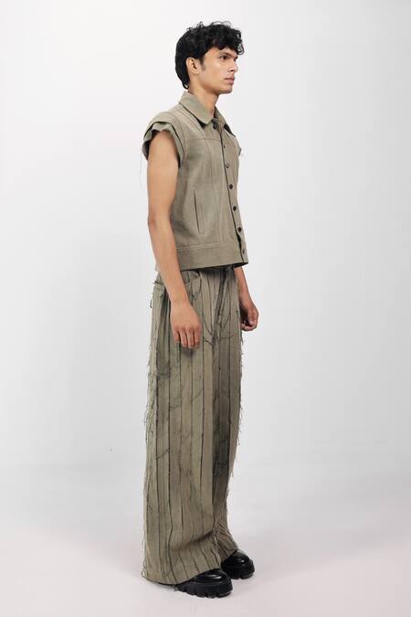 Siddhant Agrawal_Green Sage Drift Jacket _at_Aza_Fashions