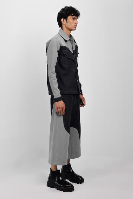 Buy_Siddhant Agrawal_Black Denim, Cotton Drifted Echo Jacket _Online_at_Aza_Fashions