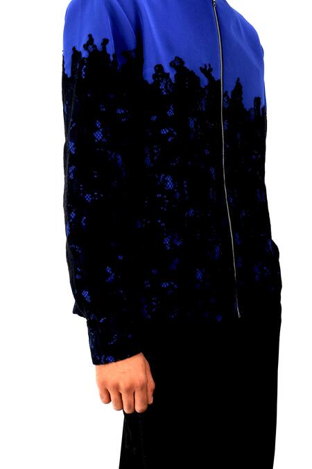 Buy_Siddhant Agrawal_Blue Lace Celestial Thread Shacket _Online_at_Aza_Fashions