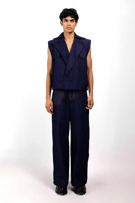 Siddhant Agrawal Blue Denim, Satin Drift Jacket 