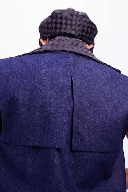 Buy_Siddhant Agrawal_Blue Denim, Satin Drift Jacket 