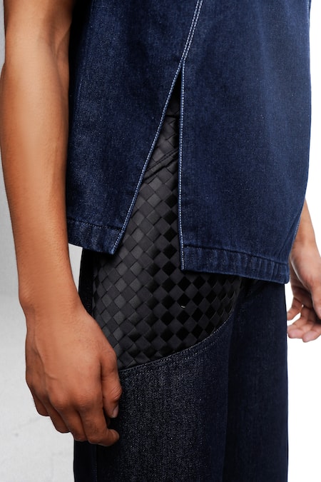 Shop Siddhant Agrawal Blue Weathered Indigo T-shirt Online at Aza Fashions Shop_Siddhant Agrawal_Blue Weathered Indigo T-shirt _Online_at_Aza_Fashions