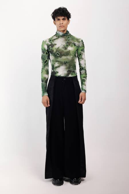 Buy_Siddhant Agrawal_Green Sequins, Beads Sporeshade Top _Online_at_Aza_Fashions