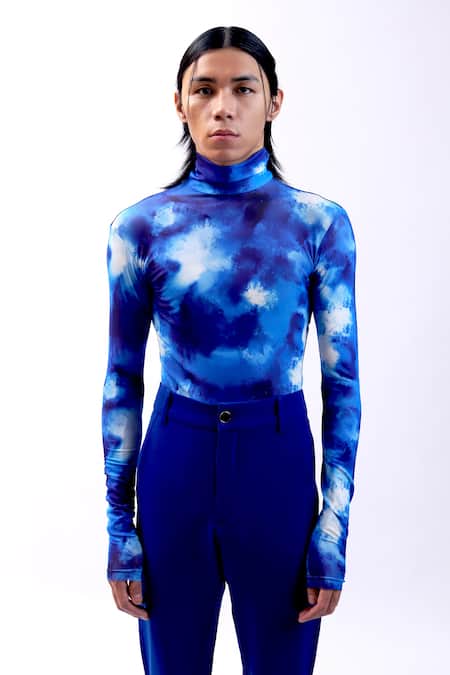Siddhant Agrawal Blue Net, Polyester Celestial Drift Top 