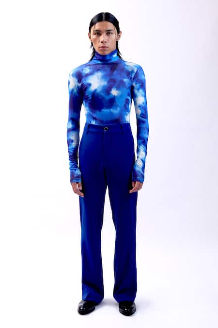 Buy_Siddhant Agrawal_Blue Net, Polyester Celestial Drift Top _Online_at_Aza_Fashions