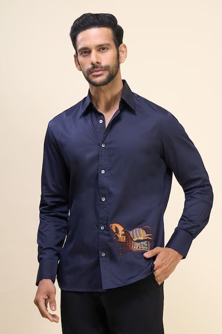 Rohit Bal Horse Placement Embroidered Shirt 